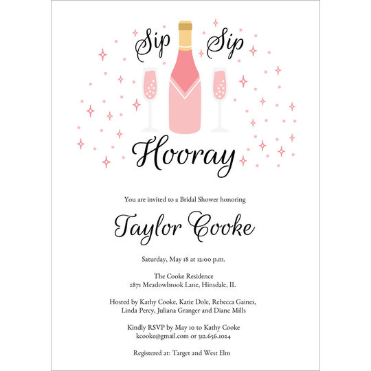 Sip Sip Hooray Bridal Shower Invitations